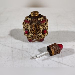 ANTIQUE MINIATURE JEWEL TOP PERFUME BOTTLE